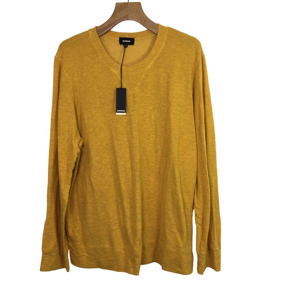 Monrow Super Soft Boyfriend Long Sleeve Sweatshirt Yellow Size XXL NWT